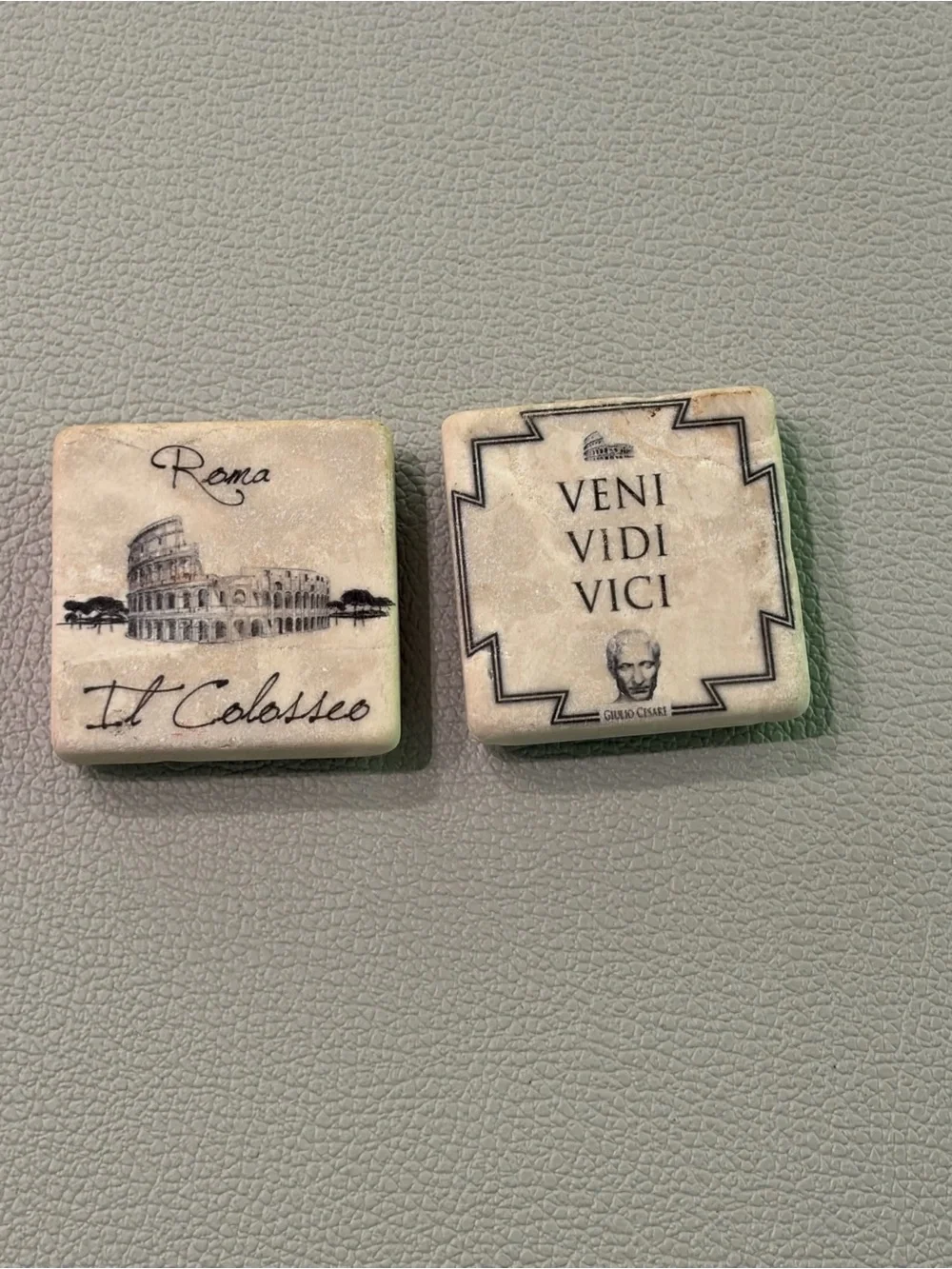 Set of 2 Rome Italy Genuine Italian Marble Fridge Magnets